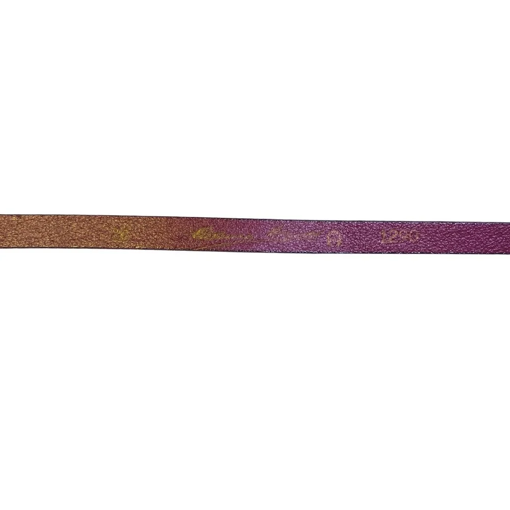 Etienne Aigner Western‎ Leather Belt Womens XS 26-29 in Horseshoe Burgundy